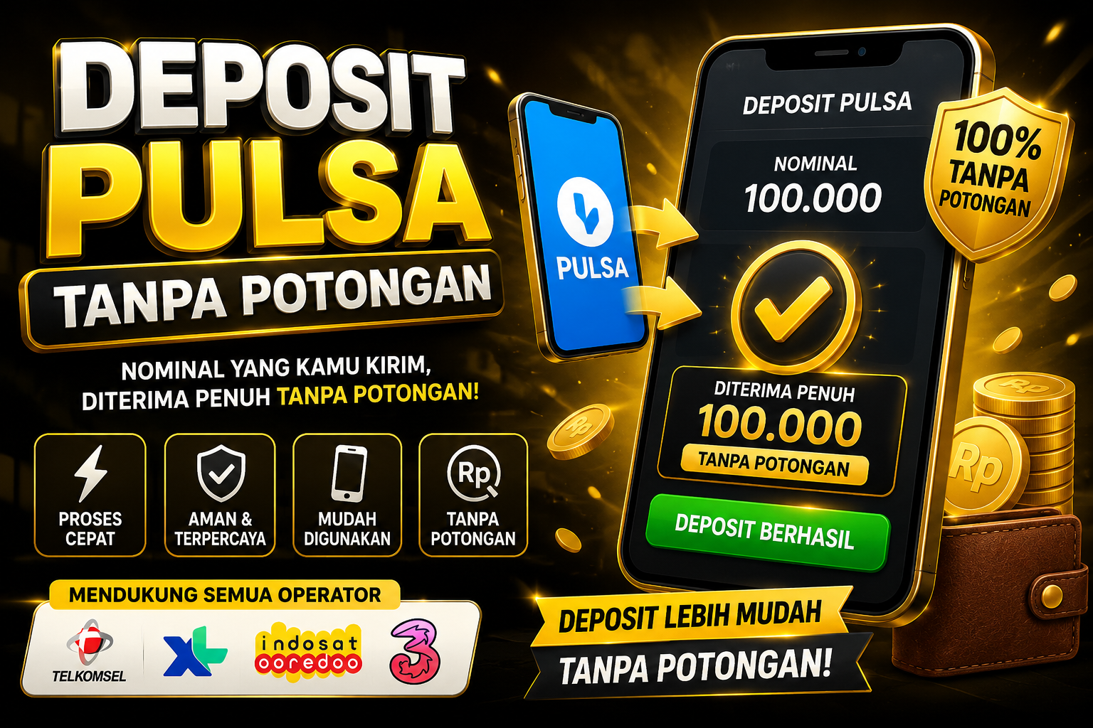 Deposit Pulsa Tanpa Potongan