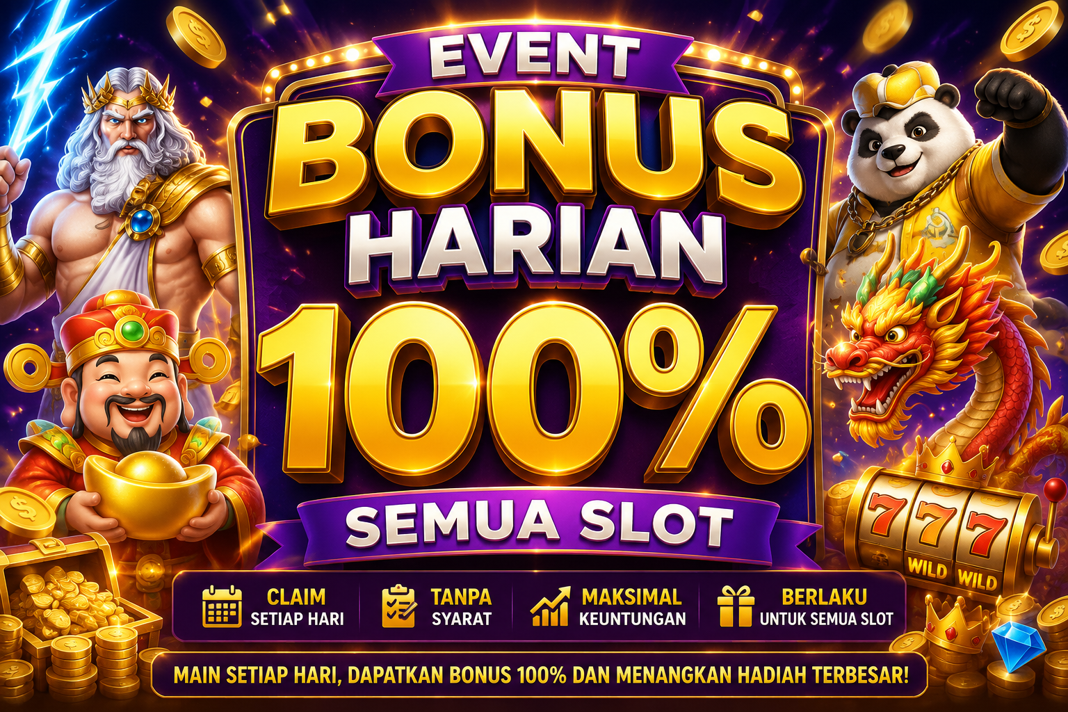 Event Bonus Harian 100% Semua Slot